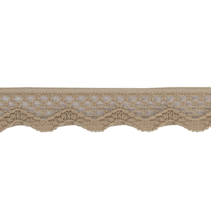 Desert Beige Scalloped Edge Lace Geometric Trimming - 0.5" Detail