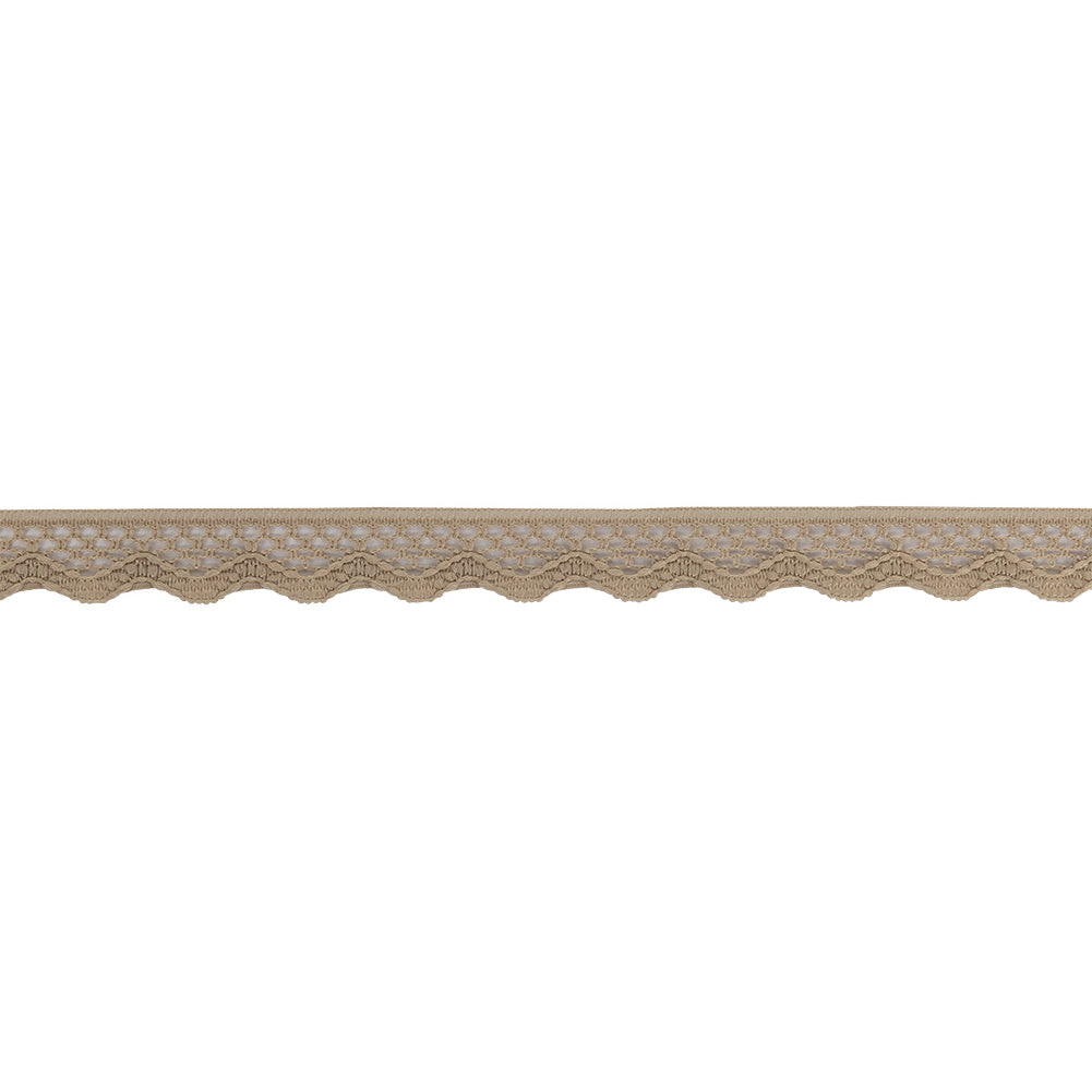 Desert Beige Scalloped Edge Lace Geometric Trimming - 0.5"