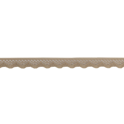Desert Beige Scalloped Edge Lace Geometric Trimming - 0.5"