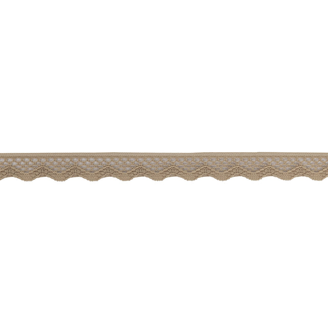Desert Beige Scalloped Edge Lace Geometric Trimming - 0.5"