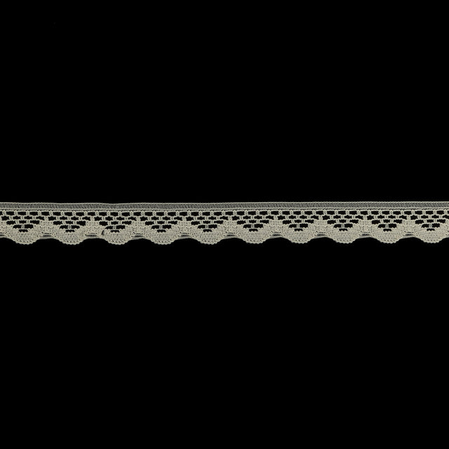 Antique White Scalloped Edge Lace Geometric Trimming - 0.5"