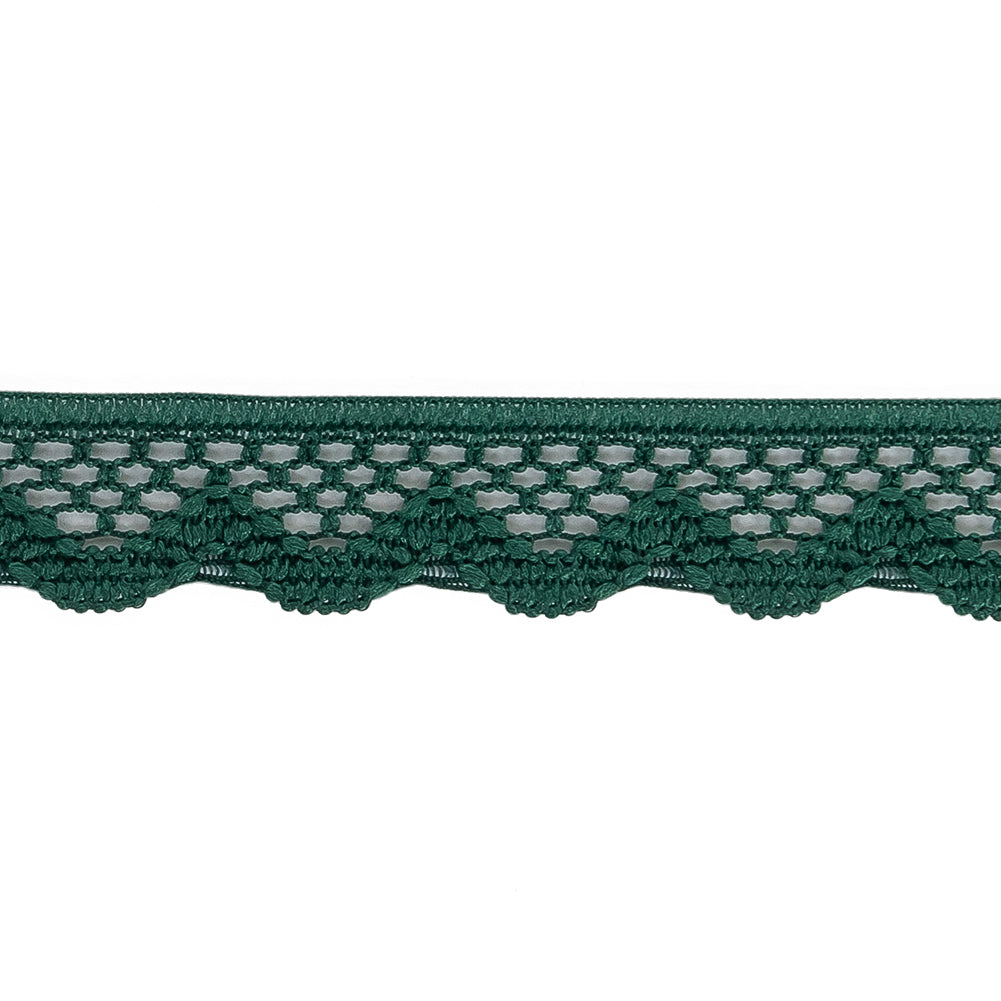 Hunter Green Scalloped Edge Lace Geometric Trimming - 0.5" Detail