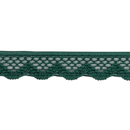 Hunter Green Scalloped Edge Lace Geometric Trimming - 0.5" Detail