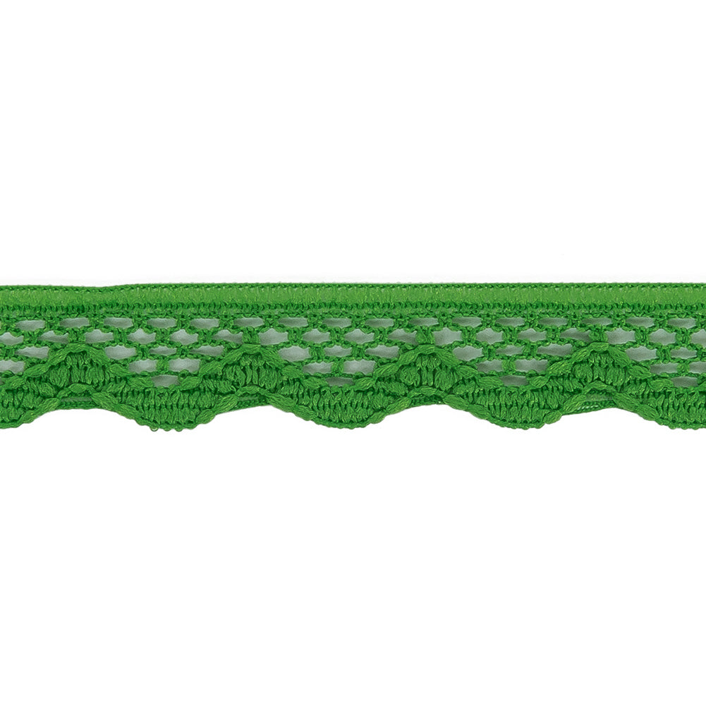 Grass Green Scalloped Edge Lace Geometric Trimming - 0.5" Detail
