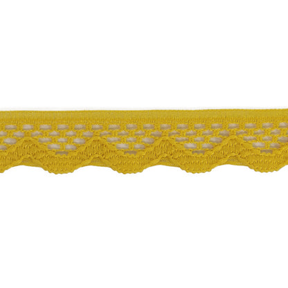 Sunshine Yellow Scalloped Edge Lace Geometric Trimming - 0.5" Detail