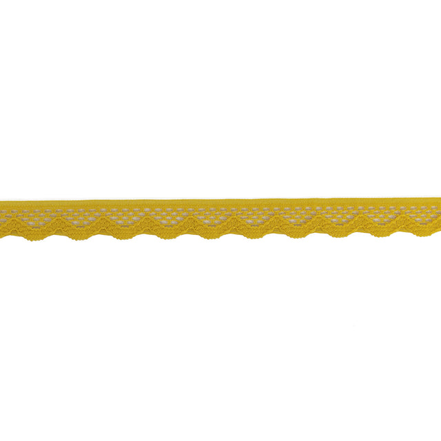 Sunshine Yellow Scalloped Edge Lace Geometric Trimming - 0.5"
