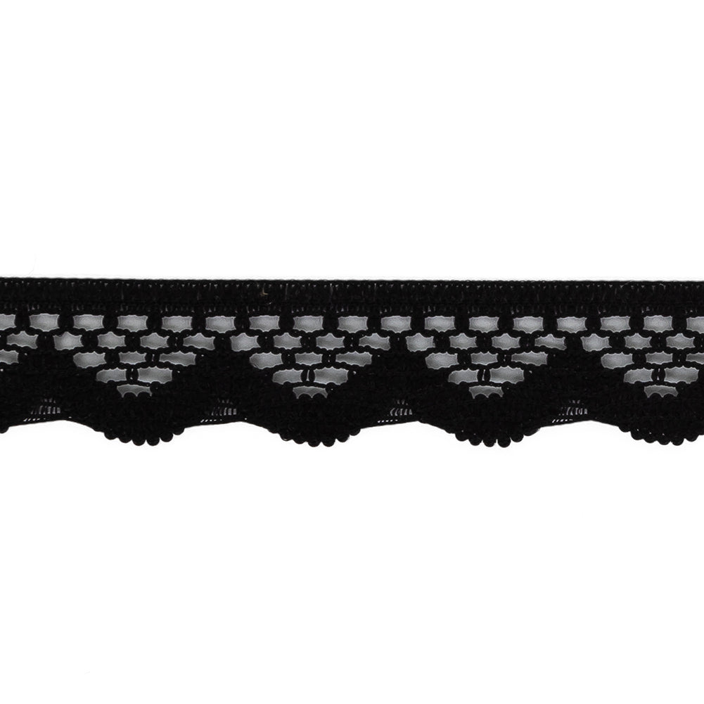 Black Scalloped Edge Lace Geometric Trimming - 0.5" Detail