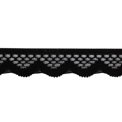 Black Scalloped Edge Lace Geometric Trimming - 0.5" Detail