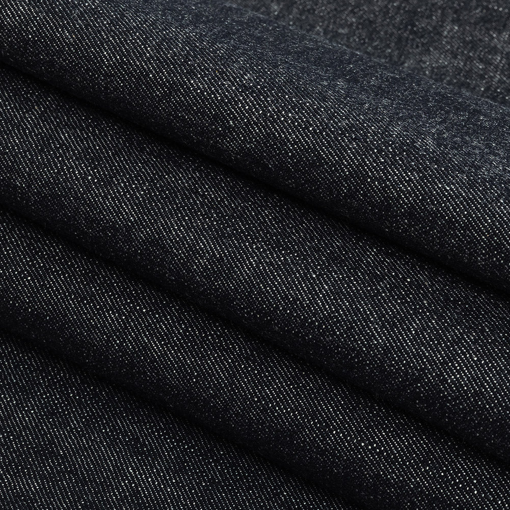 Stiff Heavyweight Blue Graphite Cotton Denim Twill Folded