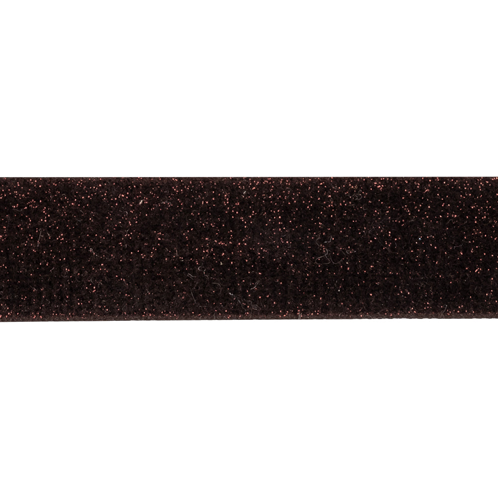 Chocolate Brown and Amber Glitter Velvet Trim - 1" Detail