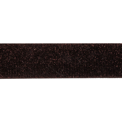 Chocolate Brown and Amber Glitter Velvet Trim - 1" Detail