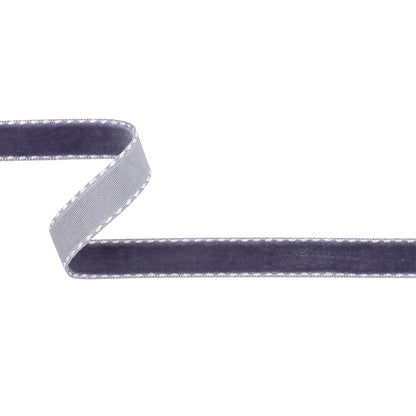 Faded Purple and White Side-Stitched Velvet Ribbon - 0.5"