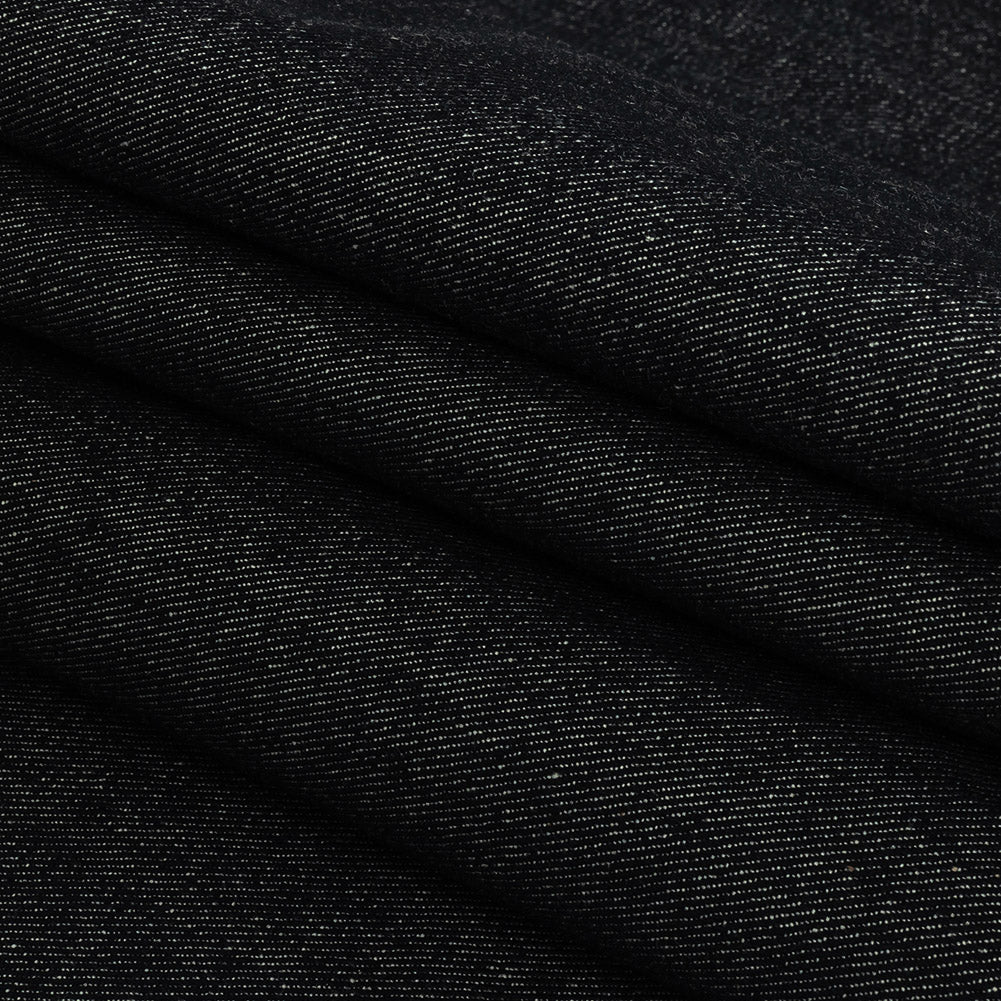 Heavyweight Blue Graphite Cotton Denim Twill Folded
