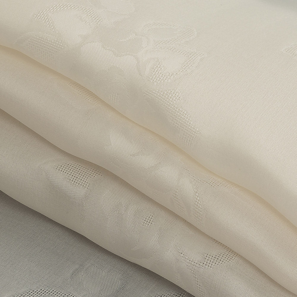 Floral Silk Gazar by Carolina Herrera - Antique White Folded