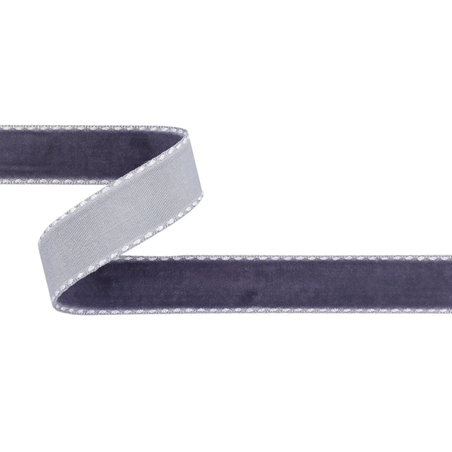 Faded Purple and White Side-Stitched Velvet Ribbon - 0.625"