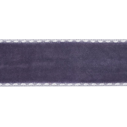 Faded Purple and White Side-Stitched Velvet Ribbon - 0.75" Detail