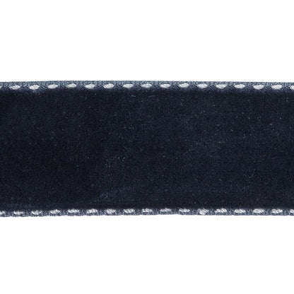 Dress Blues and White Side-Stitched Velvet Ribbon - 1" Detail