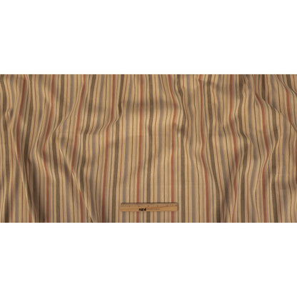 Olive, Tangerine and Smoke Gray Striped Stretch Linen and Rayon Woven Full
