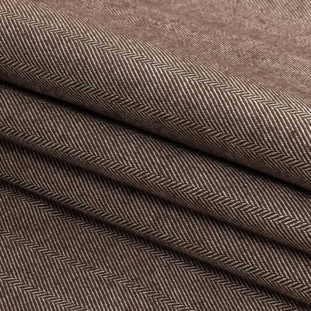 Chestnut Herringbone Stretch Blended Cotton Suiting Detail