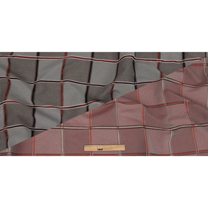French Peat and Space Cherry Plaid Double Faced Jacquard Suiting Full