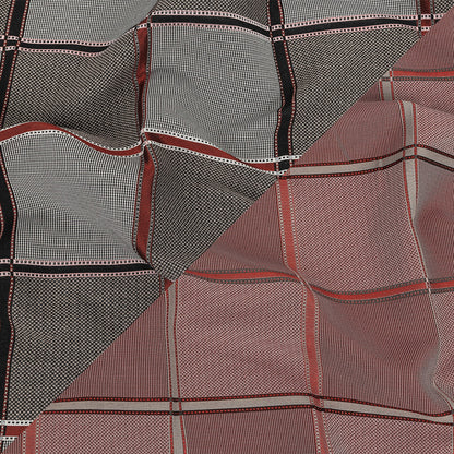 French Peat and Space Cherry Plaid Double Faced Jacquard Suiting