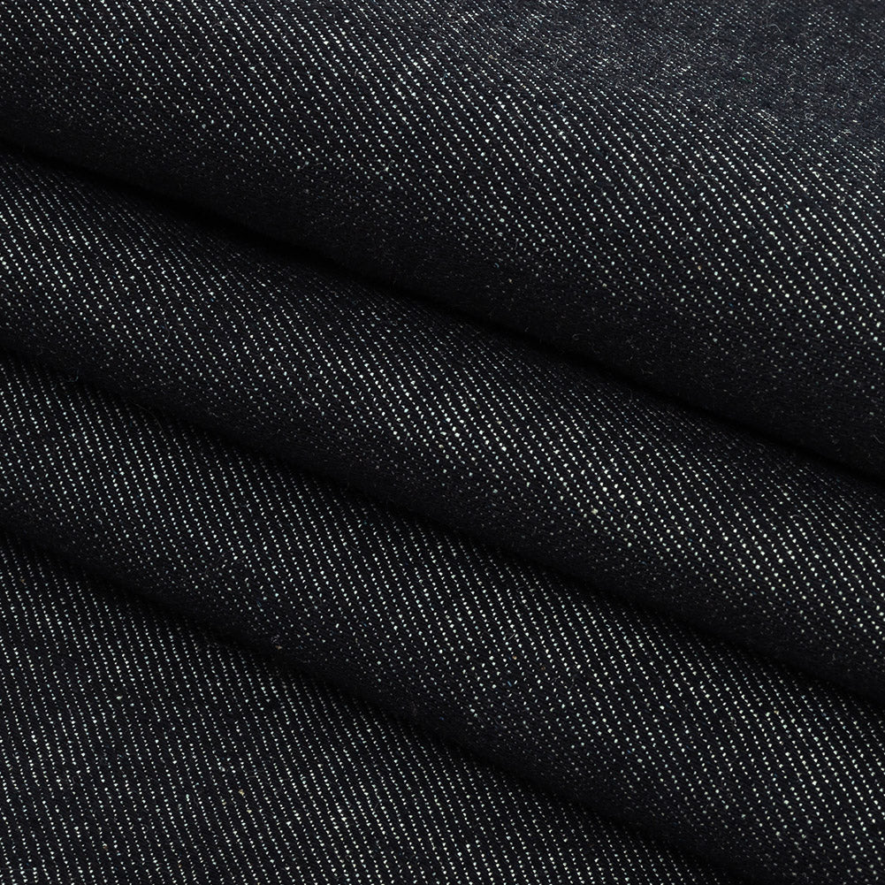 Medium Weight Midnight Navy Cotton Denim Twill Folded