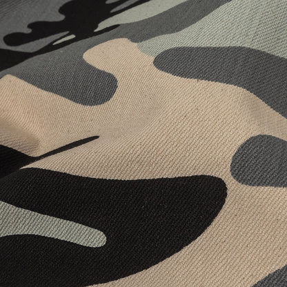 Gray Camouflage Printed Stretch Cotton Denim Detail