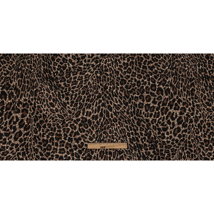Brown Leopard Printed Stretch Cotton Denim Folded