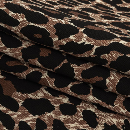 Brown Leopard Printed Stretch Cotton Denim Detail