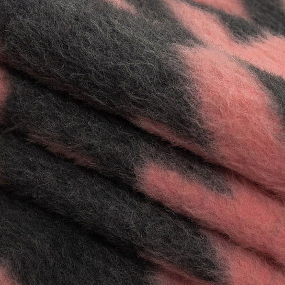 Pink and Charcoal Houndstooth Brushed Fuzzy Wool Knit Folded