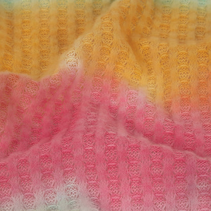 Yellow, Aqua and Pink Whisky Tie Dye Brushed Waffle Knit Full