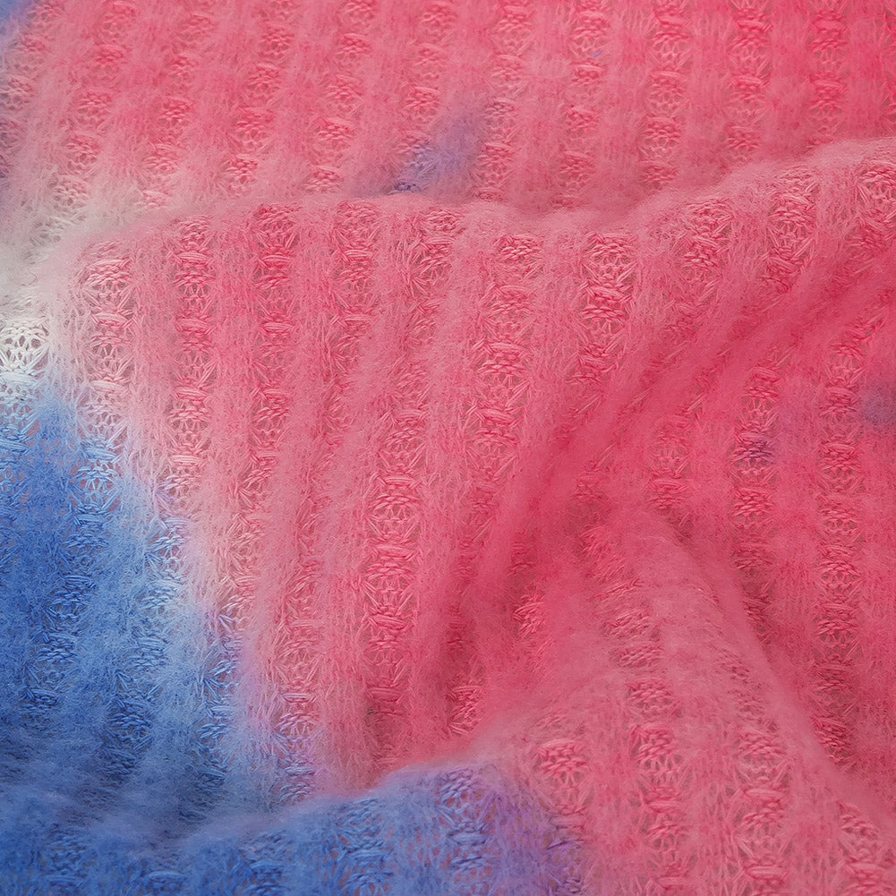 Pink, Blue and White Whisky Tie Dye Brushed Waffle Knit Full