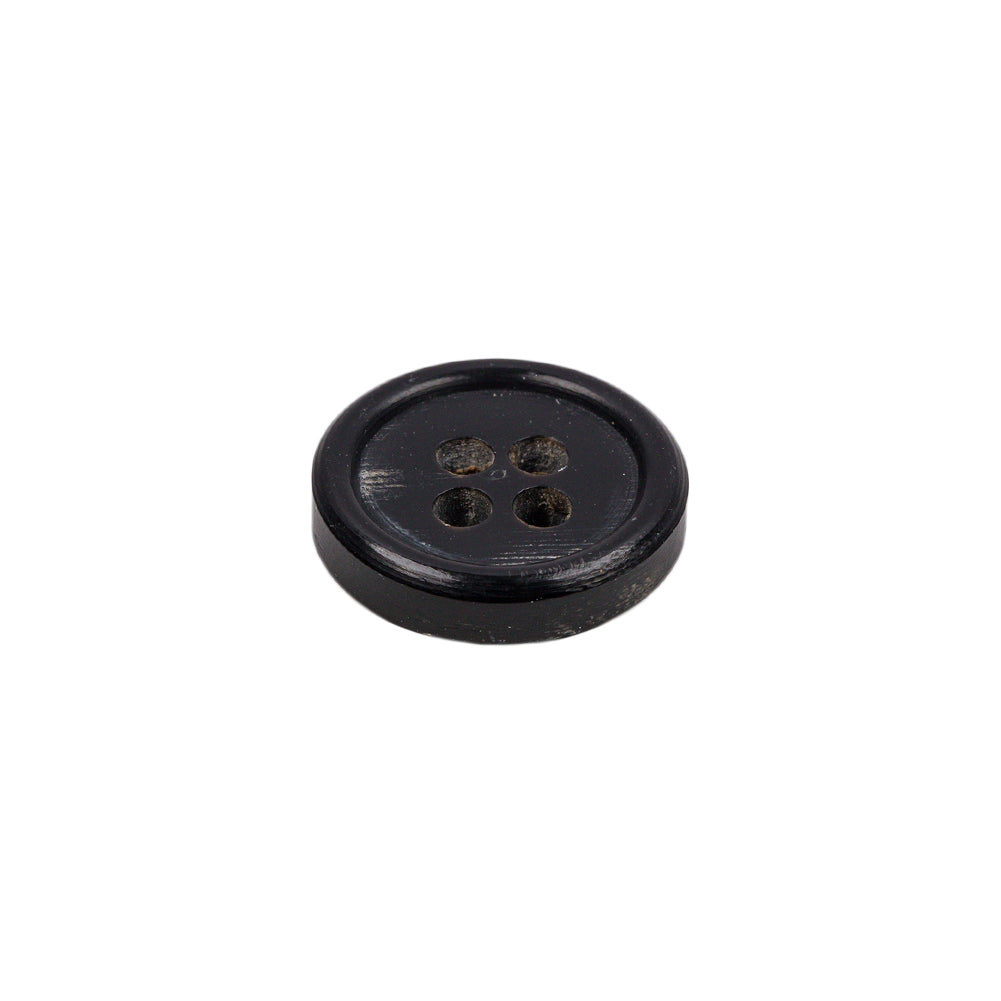 Black Horn Blazer Button - 24L/15mm Folded