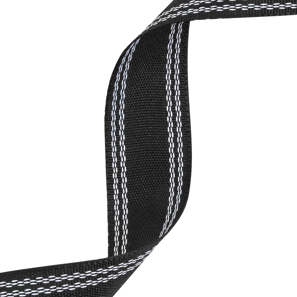 Caviar Webbing with Stitched Double Borders in White - 1" Detail