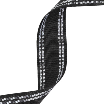 Caviar Webbing with Stitched Double Borders in White - 1" Detail