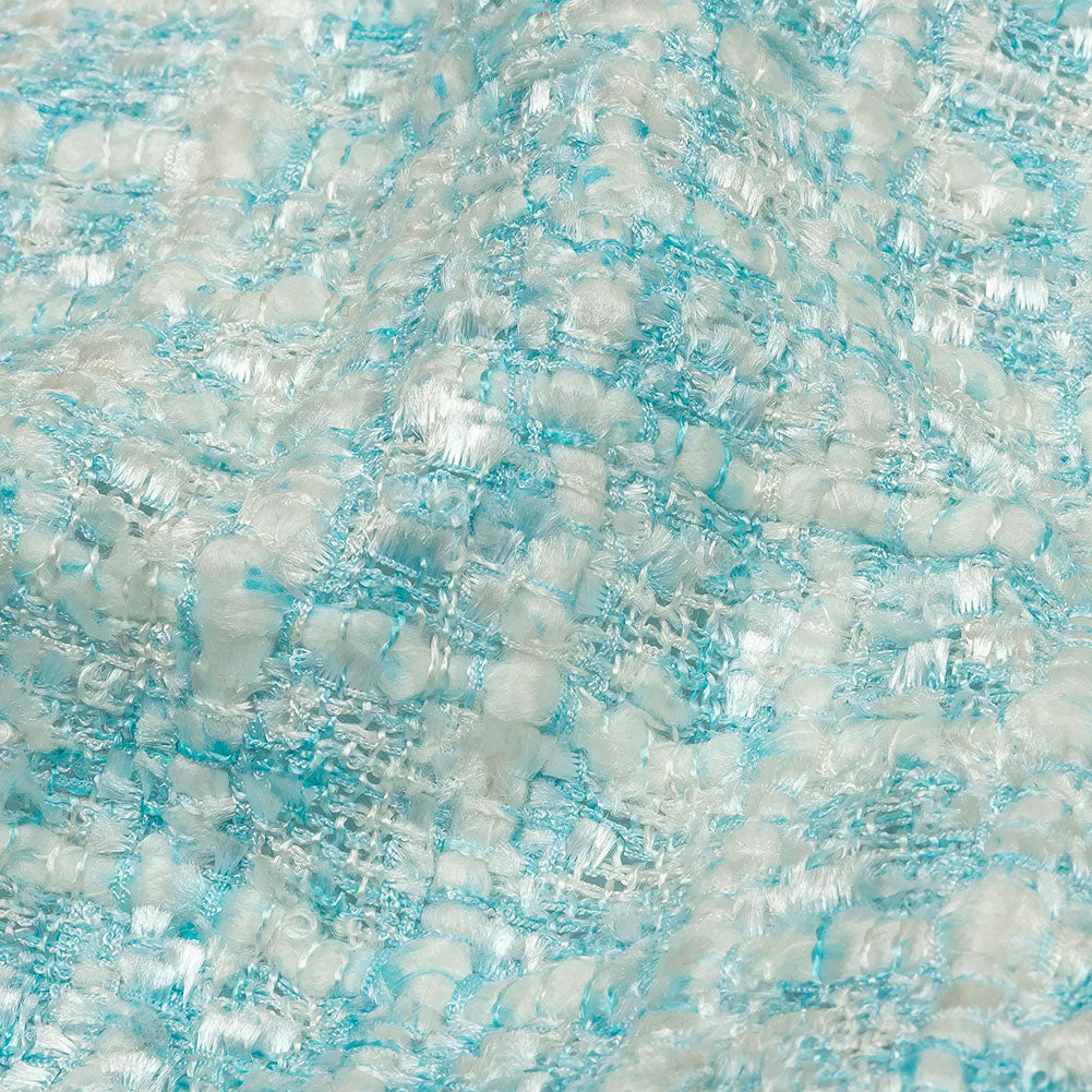Newcastle Dawn Blue and White Viscose and Acrylic Chenille Tweed Folded