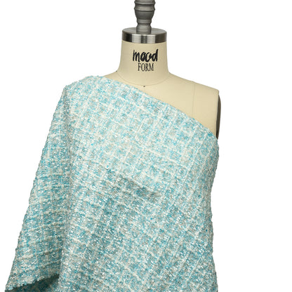 Newcastle Dawn Blue and White Viscose and Acrylic Chenille Tweed Detail