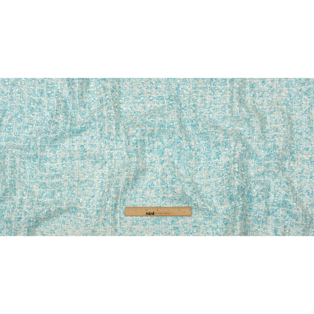 Newcastle Dawn Blue and White Viscose and Acrylic Chenille Tweed Drape