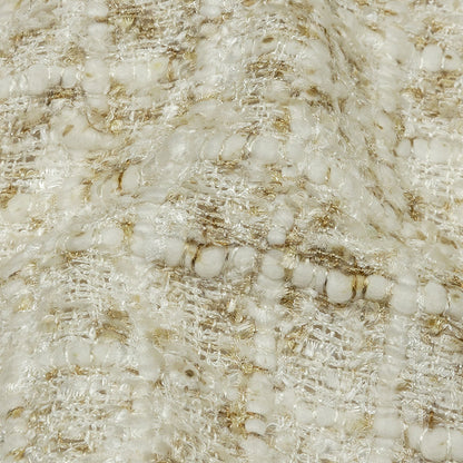 Newcastle Beige and White Viscose and Acrylic Chenille Tweed Folded