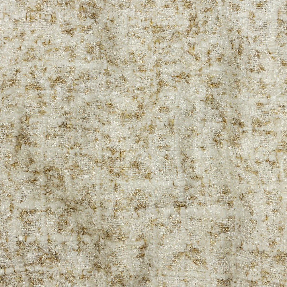 Newcastle Beige and White Viscose and Acrylic Chenille Tweed