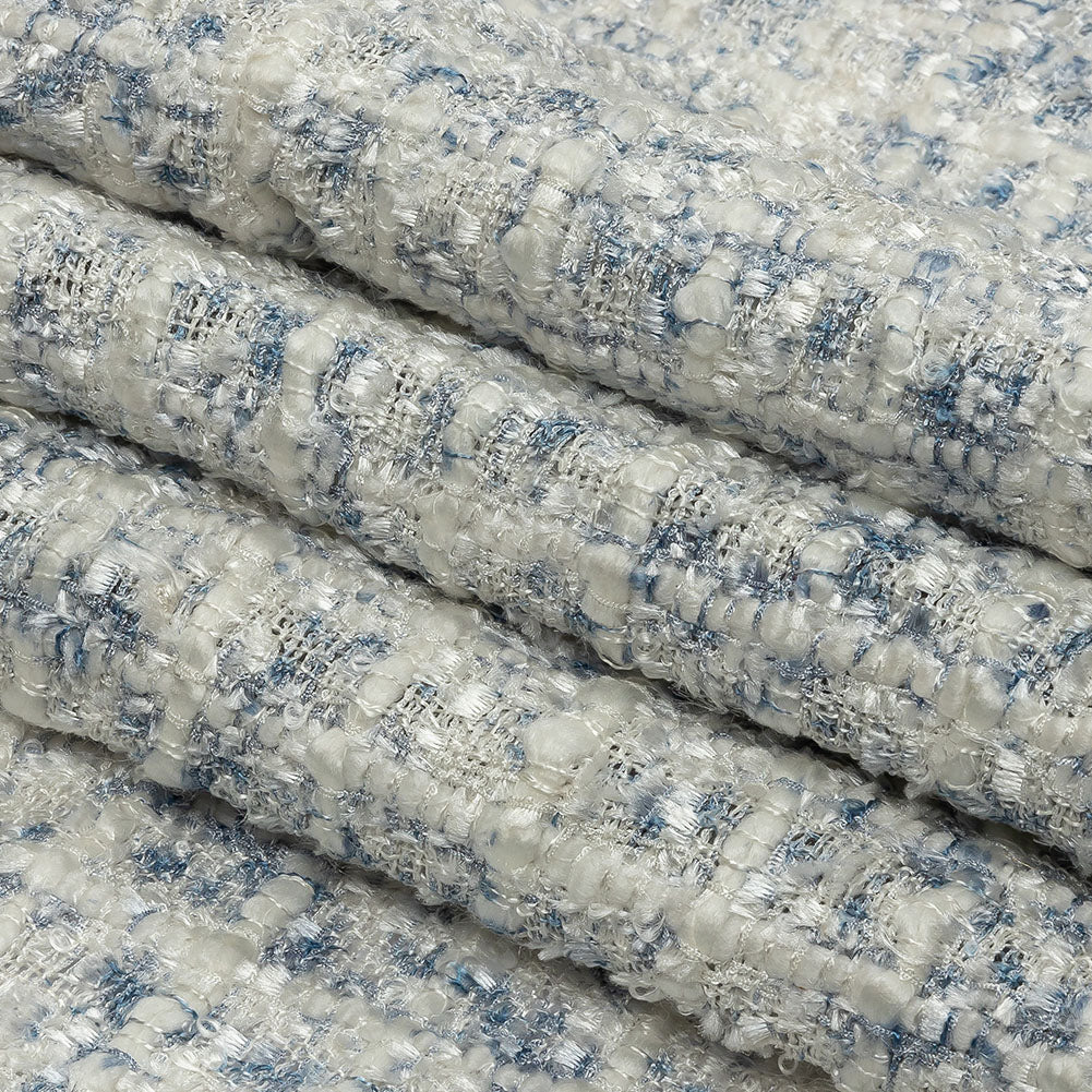 Newcastle Blue and Frost Mint Viscose and Acrylic Chenille Tweed Full