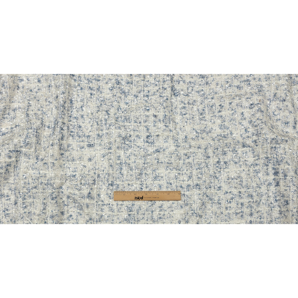 Newcastle Blue and Frost Mint Viscose and Acrylic Chenille Tweed Drape