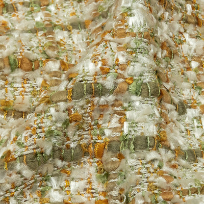 Newcastle Green, Mustard and Silver Birch Viscose and Acrylic Chenille Tweed Folded