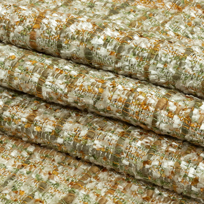 Newcastle Green, Mustard and Silver Birch Viscose and Acrylic Chenille Tweed Full