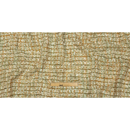 Newcastle Green, Mustard and Silver Birch Viscose and Acrylic Chenille Tweed Drape