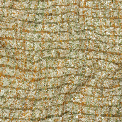 Newcastle Green, Mustard and Silver Birch Viscose and Acrylic Chenille Tweed
