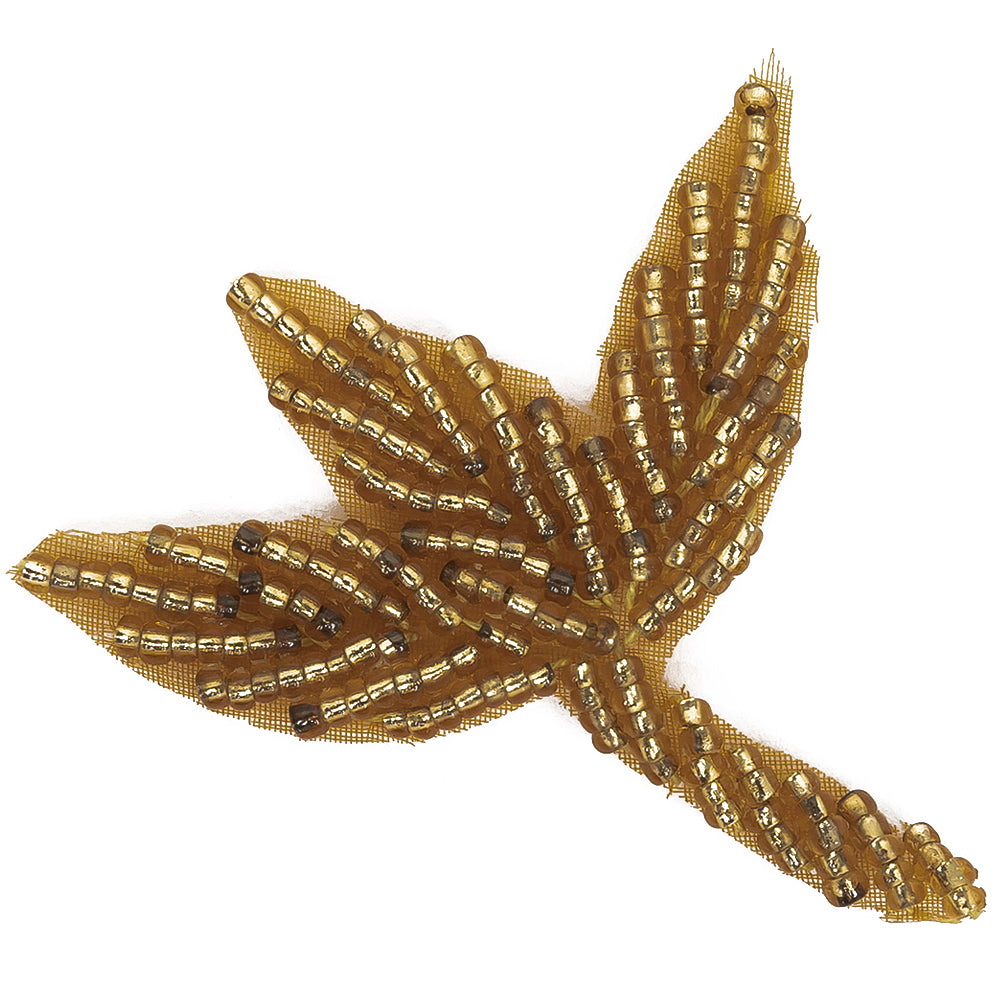 Gold Coast Beaded Leaf Applique - 2" x 2.25" Detail