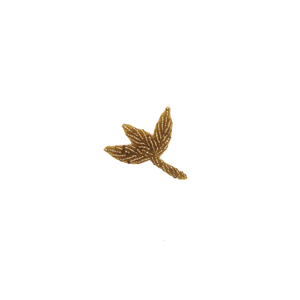 Gold Coast Beaded Leaf Applique - 2" x 2.25"