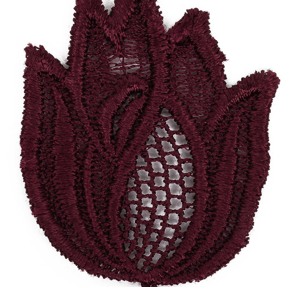 Windsor Wine Floral Lace Rayon Applique - 2.625" x 1.5" Detail
