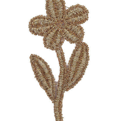 Metallic Glamour Gold Flower Cotton and Lurex Applique - 2.375" x 1" Detail